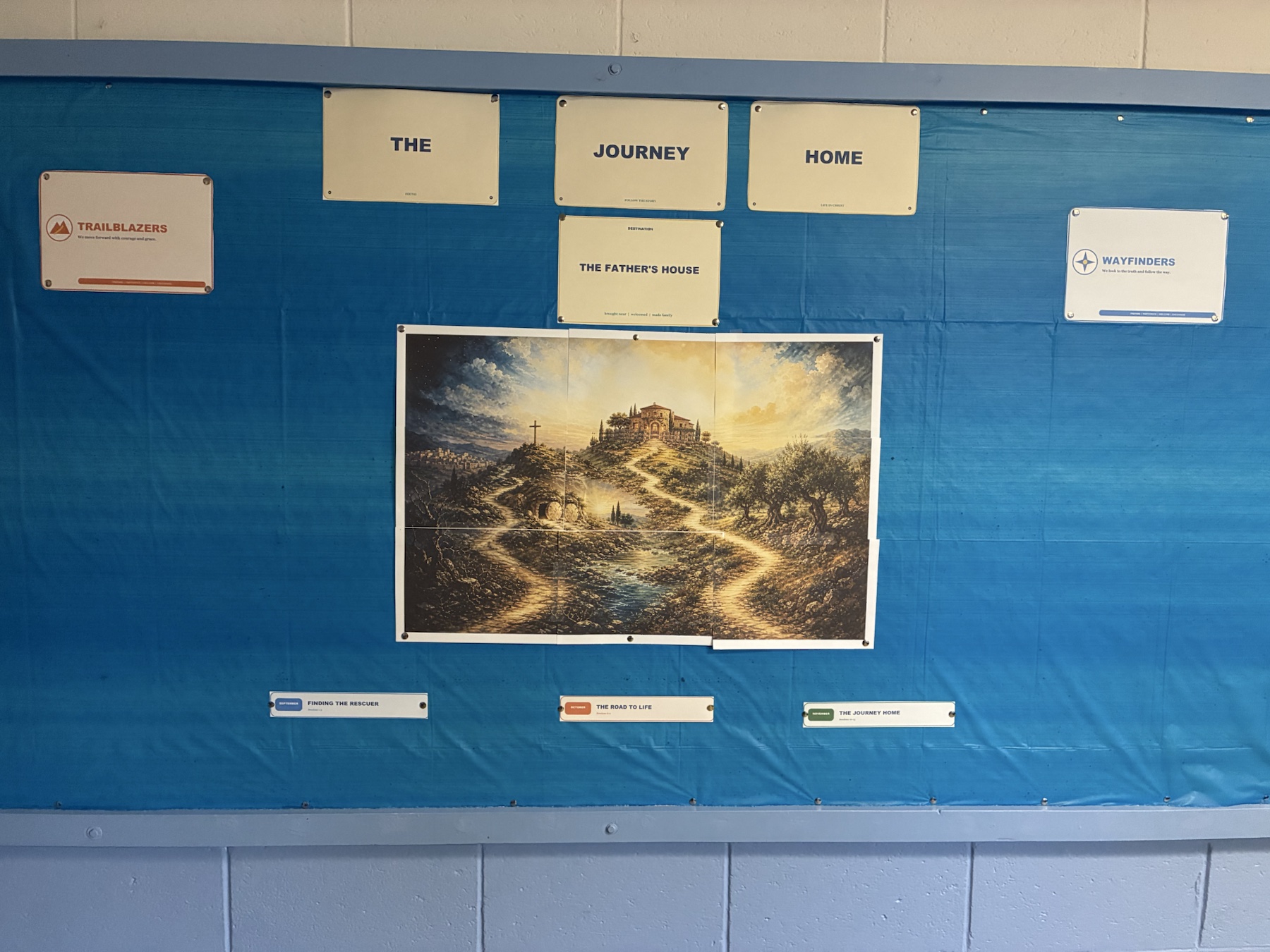 The Found journey board showing the path toward the Father's House