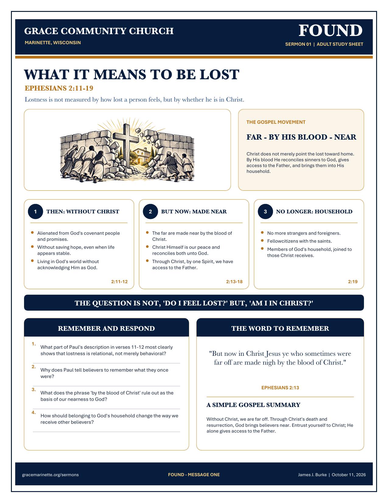 Study sheet: What It Means to Be Lost?, Ephesians 2:11–19